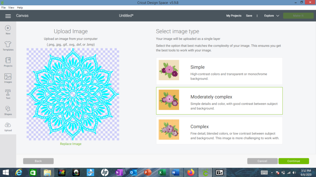 image upload in design space